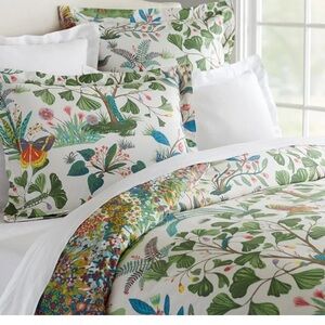 Pottery Barn Green and Blue Botanical Duvet Cover